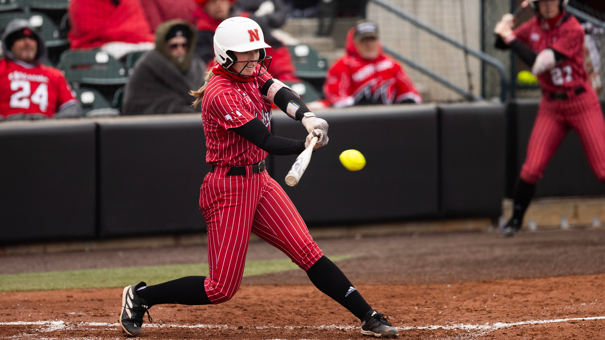 Billie andrews breaks the nebraska softball all time home run record